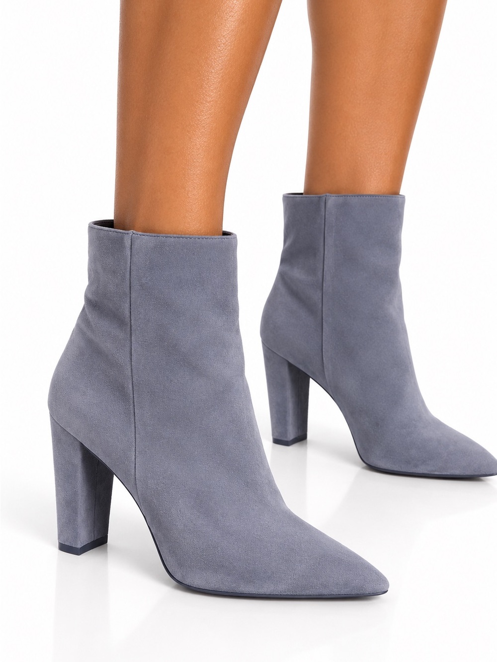 VINCE CAMUTO Pointed Toe Ankle Boots in Light Blue-Gray